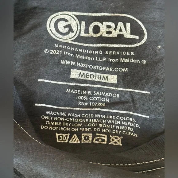 Iron Maiden “Killer Tour ‘81” Black Oil Wash Tie-Dye Oversized Cotton T-shirt M - Picture 5 of 9